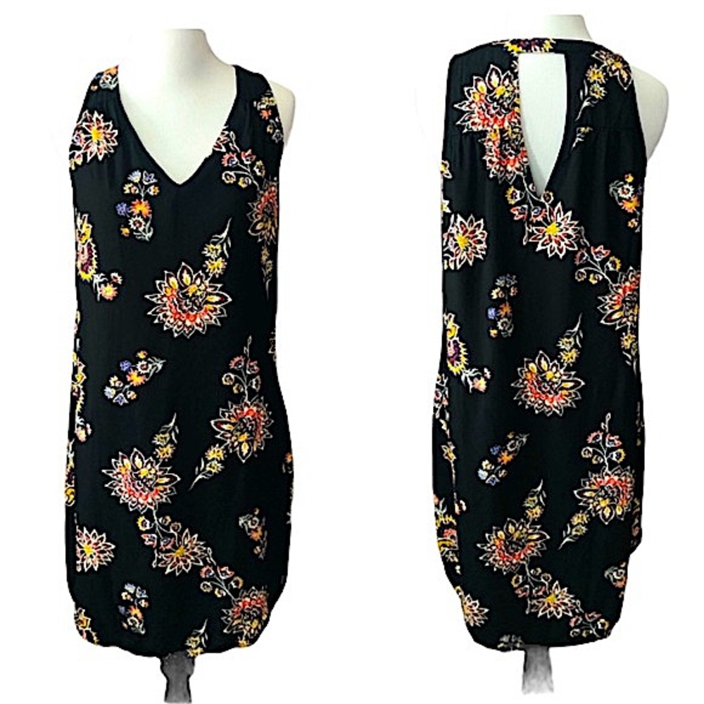 Old Navy Black & Colorful Floral Print Dress